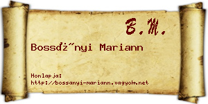 Bossányi Mariann névjegykártya