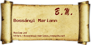 Bossányi Mariann névjegykártya