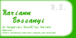 mariann bossanyi business card